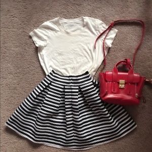 Express Blacks And White Strip Skirt
